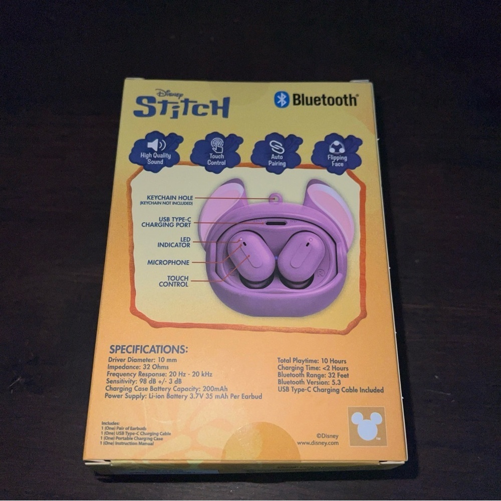 Disney Angel Stitch True Wireless Earbuds in Light Pink - Picture 2 of 2